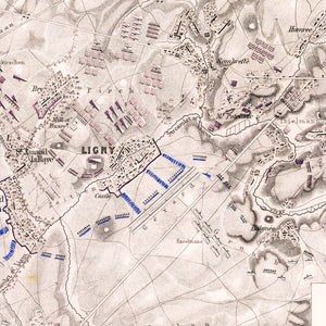 Vintage Map of the Battle of Ligny, 1815
