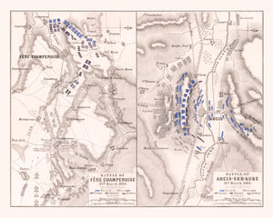 Vintage Map of the Battle of Fere-Champenoise, 1814
