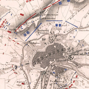 Vintage Map of the Battle of Toulouse, 1814