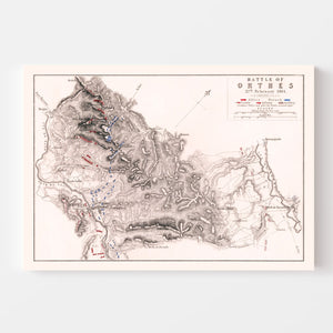 Vintage Map of the Battle of Orthes, 1814
