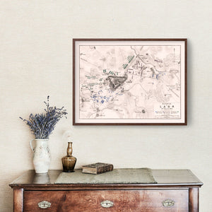 Vintage Map of the Battle of Laon, 1814