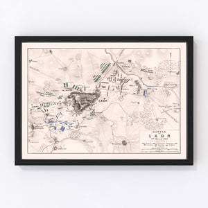 Vintage Map of the Battle of Laon, 1814