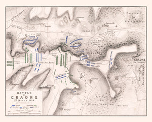 Vintage Map of the Battle of Craone, 1814
