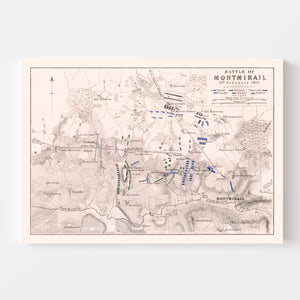 Vintage Map of the Battle of Montmirail, 1814