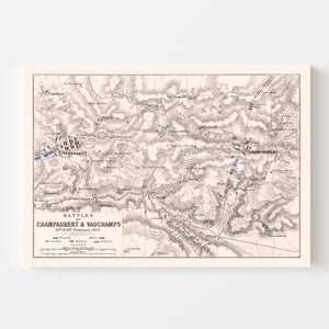 Vintage Map of the Battles of Champaubert & Vauchamps, 1814