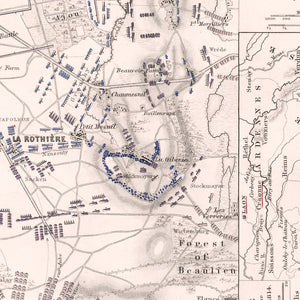 Vintage Map of the Battle of La Rothiere, 1814