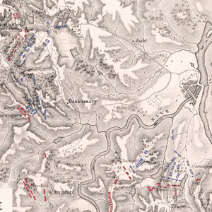Vintage Map of the Battles In Front of Bayonne, 1813