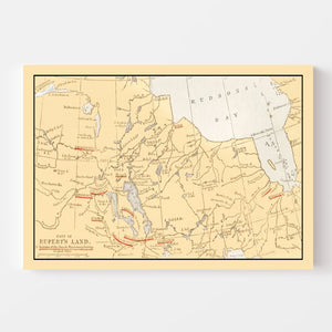 Vintage Map of Rupert's Land on Hudson Bay, 1862