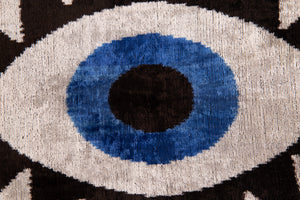 Canvello Handmade Velvet Evil Eye Pillow – 16x24 Artistic Throw Cushion for Home Decor – Feather Down Insert, Vegetable-Dyed, Bohemian Accent for Sofa, Couch & Furniture, Hidden Zipper