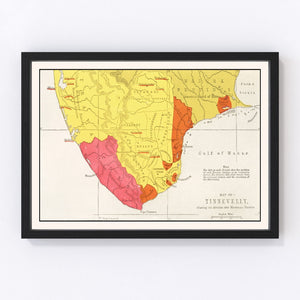 Vintage Map of Tirunelveli, 1862