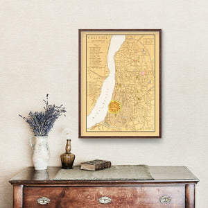 Vintage Map of Calcutta, India 1862