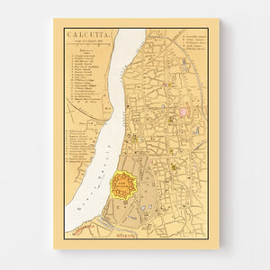 Vintage Map of Calcutta, India 1862