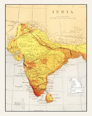 Vintage Map of India 1862