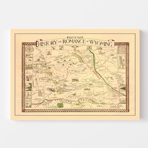 Vintage Map of Wyoming 1928
