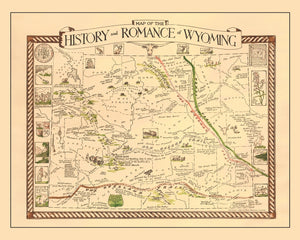 Vintage Map of Wyoming 1928