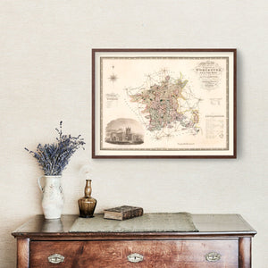 Vintage Map of Worcester England, 1830