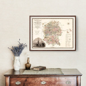 Vintage Map of Wilts England, 1829