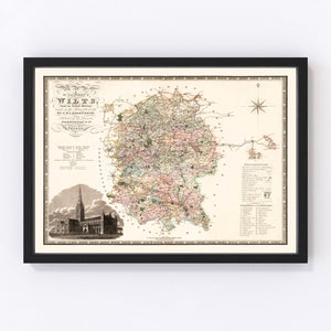 Vintage Map of Wilts England, 1829