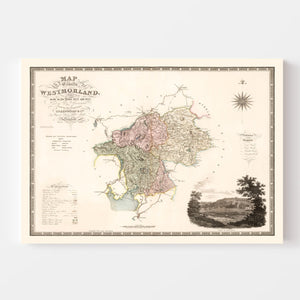 Vintage Map of Westmorland England, 1830