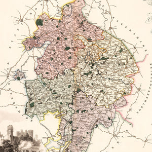 Vintage Map of Warwick England, 1830