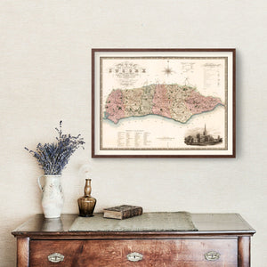 Vintage Map of Sussex England, 1829
