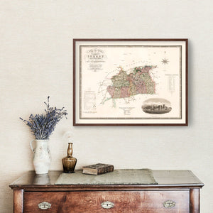 Vintage Map of Surrey England, 1829