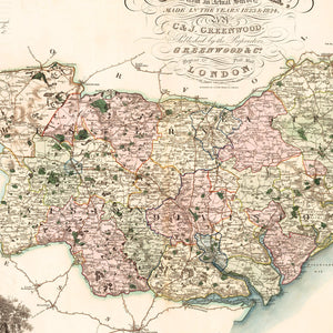 Vintage Map of Suffolk England, 1831