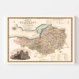 Vintage Map of Somerset England, 1829