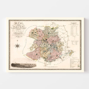 Vintage Map of Salop England, 1830