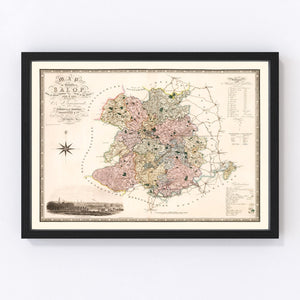 Vintage Map of Salop England, 1830