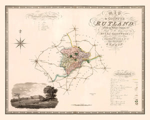 Vintage Map of Rutland England, 1831