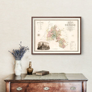 Vintage Map of Oxford England, 1834