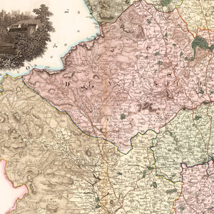 Vintage Map of Northumberland England, 1831