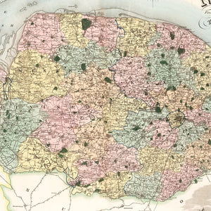 Vintage Map of Norfolk England, 1834