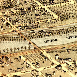 Vintage Map of Bethlehem, Pennsylvania 1878