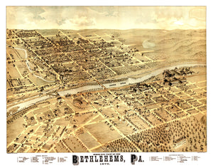 Vintage Map of Bethlehem, Pennsylvania 1878