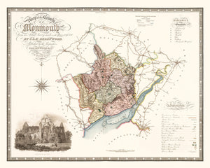 Vintage Map of Monmouth England, 1831
