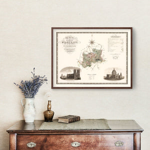 Vintage Map of Middlesex England, 1829