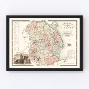 Vintage Map of Lincoln England, 1831