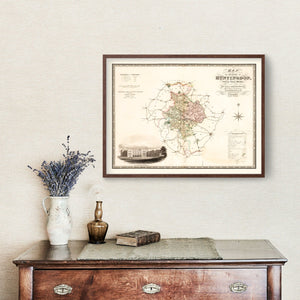 Vintage Map of Huntingdon England, 1831