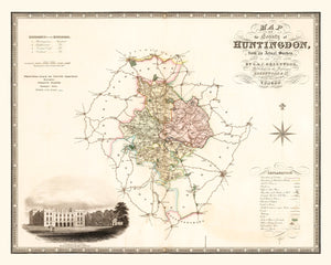 Vintage Map of Huntingdon England, 1831