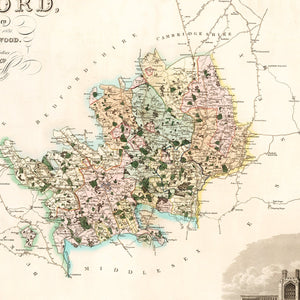Vintage Map of Hertford England, 1834