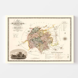 Vintage Map of Hereford England, 1831