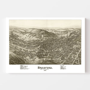 Vintage Map of Bradford, Pennsylvania 1895