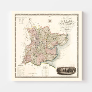 Vintage Map of Essex England, 1831