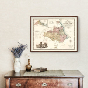 Vintage Map of Map of the County Palatine of Durham England, 1831