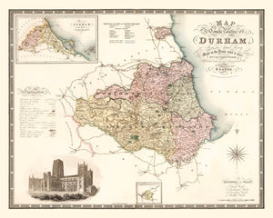 Vintage Map of Map of the County Palatine of Durham England, 1831
