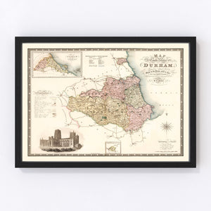 Vintage Map of Map of the County Palatine of Durham England, 1831