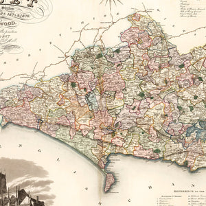 Vintage Map of Dorset England, 1829