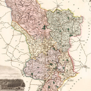 Vintage Map of Derby England, 1830